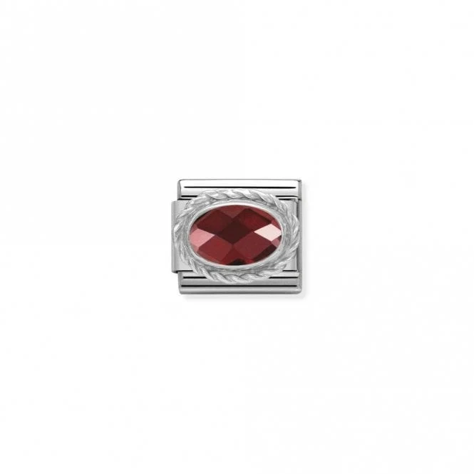 Classic Silver CZ Facetted Red Oval Sparkly Charms