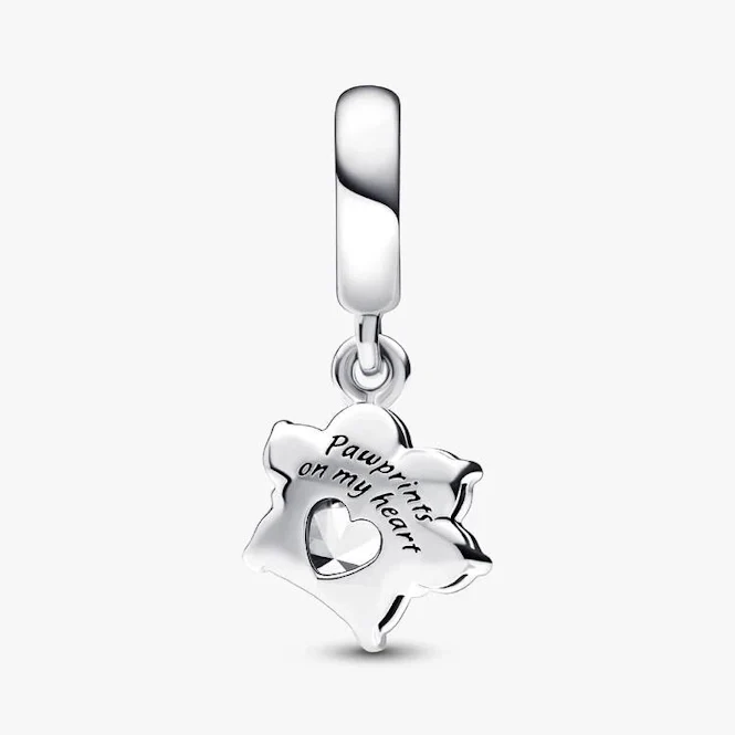 Sparkling Pet Paw Print Dangle Charms