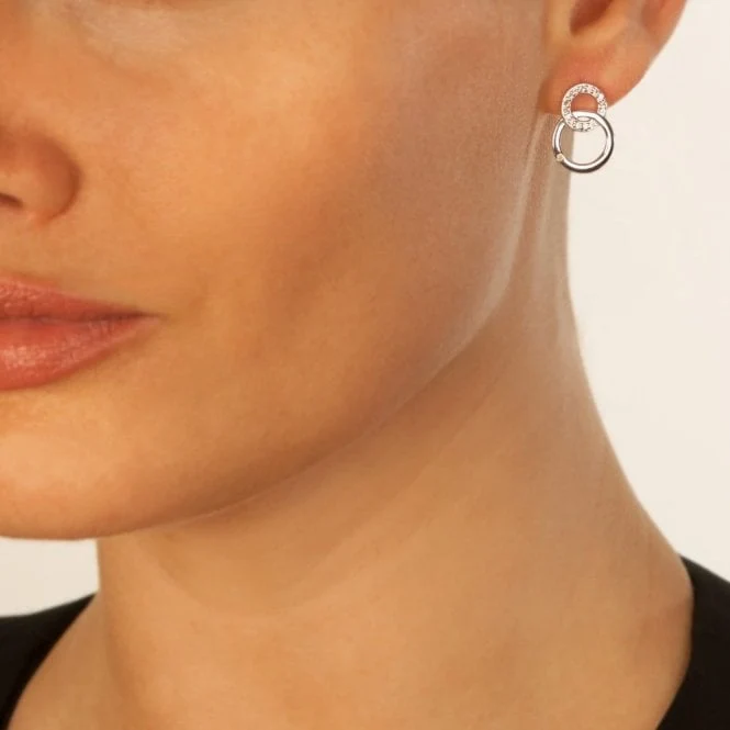 Silver Bliss Interlocking Earrings with White Topaz