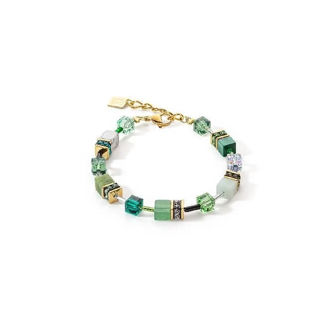 GeoCUBE Iconic Precious Bracelet in Gold & Green