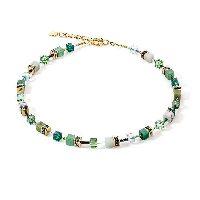 GeoCUBE Iconic Precious Necklace in Gold & Green