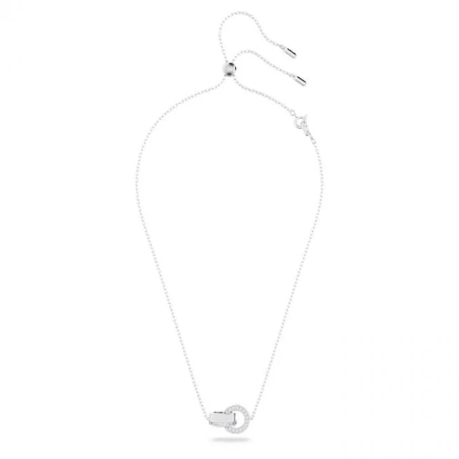 Dextera Small Circles Pendant Necklace with White Crystal in Rhodium Silver