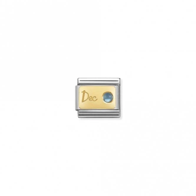 Classic Gold December Light Blue Topaz Birthday & Birthstone Charms