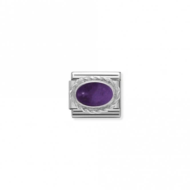 Classic Silver Amethyst Oval Sparkly Charms