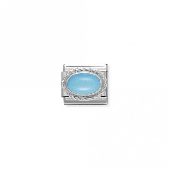 Classic Silver Turquoise Oval Sparkly Charms