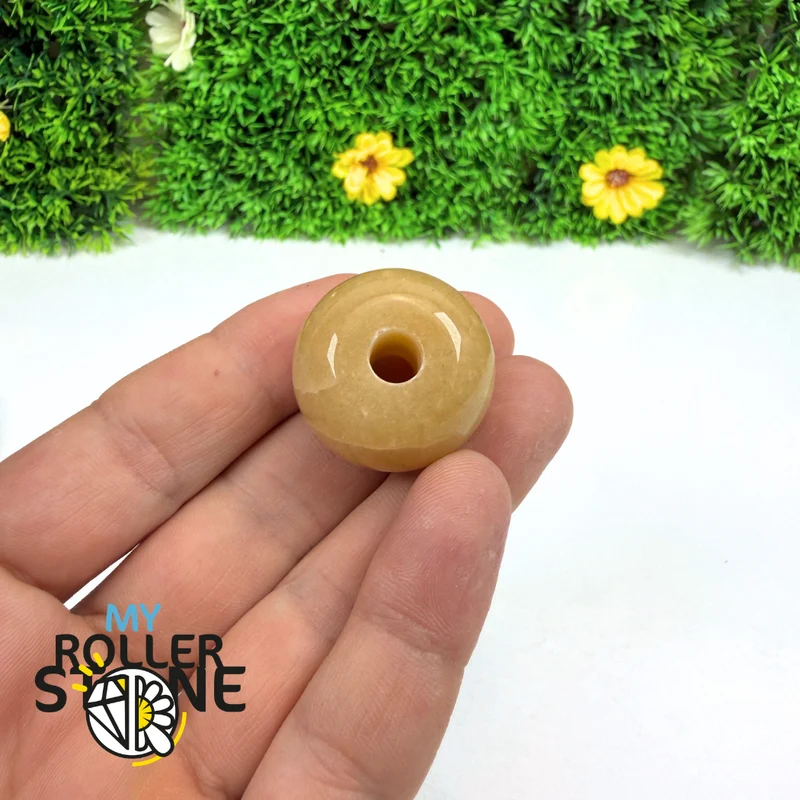Gelbe Aventurin-Perle mit breitem Loch