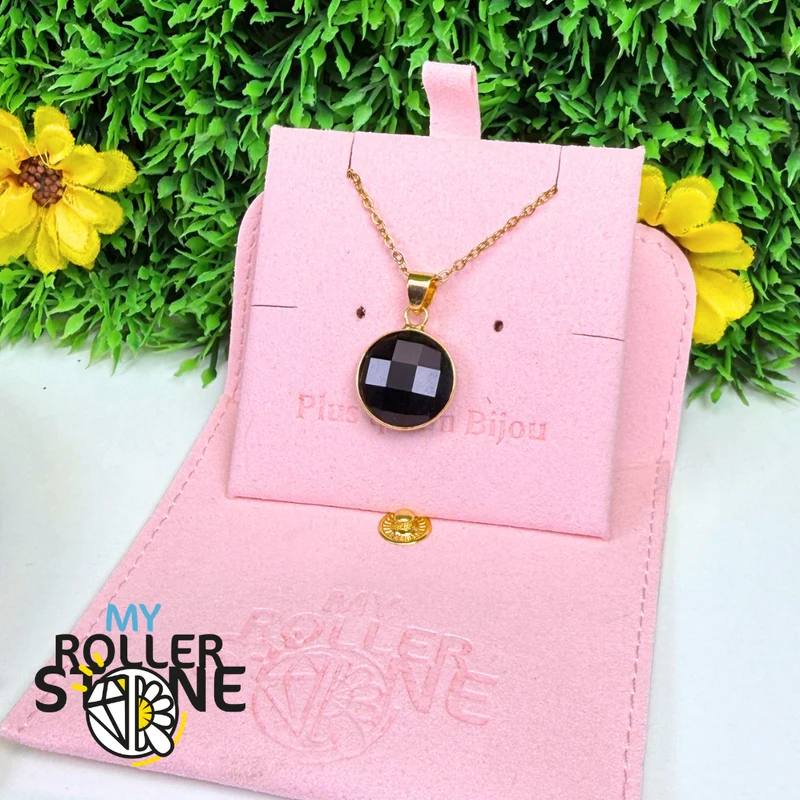 Runder facettierter Steinanhänger aus goldenem Obsidian