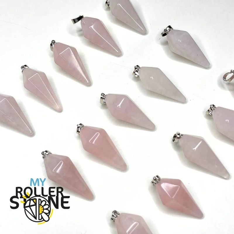 Kegelanhänger aus rosa Quarz