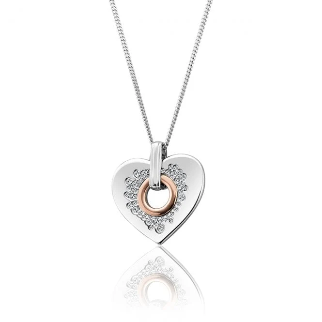 Cariad Silver Sparkle Big Heart Pendant with Topaz