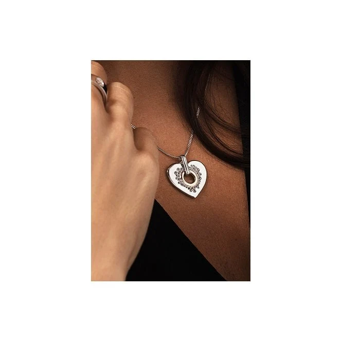 Cariad Silver Sparkle Big Heart Pendant with Topaz