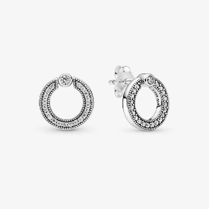 Pave & Logo Circle Reversible Stud Earrings