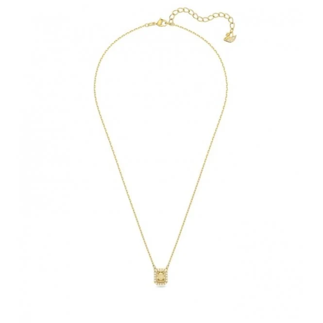Una Octagon Cut Pendant Necklace with Yellow Crystal in Gold
