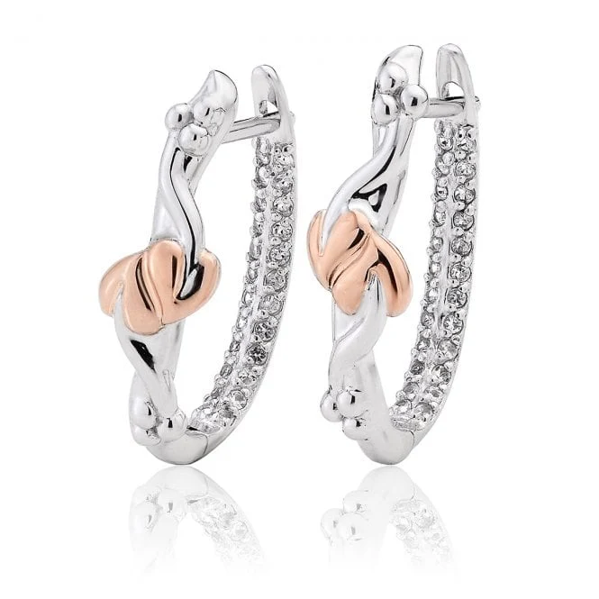 Tree of Life Silver Half-Hoop Earrings