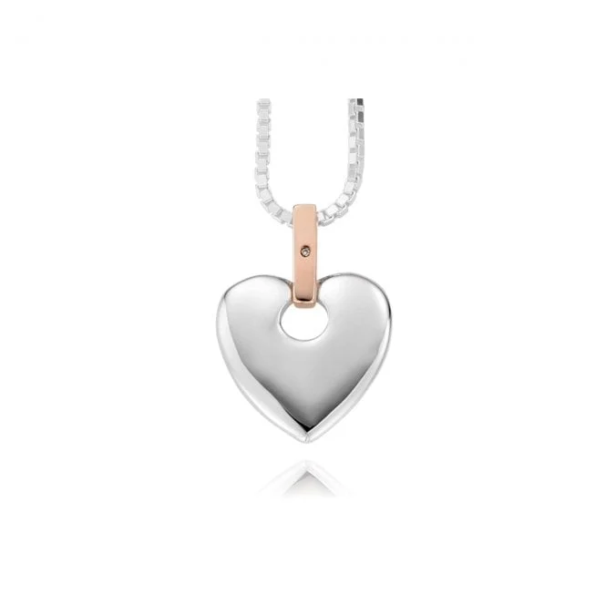 Cariad Silver Big Heart Pendant with Diamond