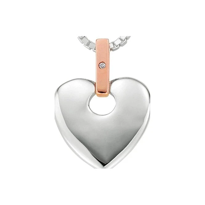 Cariad Silver Big Heart Pendant with Diamond