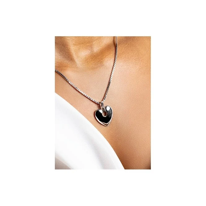 Cariad Silver Big Heart Pendant with Diamond
