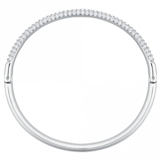Dextera Bangle with White Crystal in Rhodium Silver