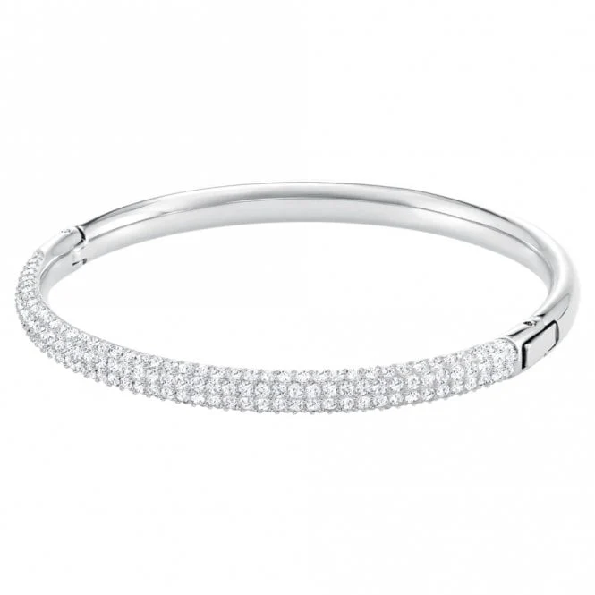 Dextera Bangle with White Crystal in Rhodium Silver