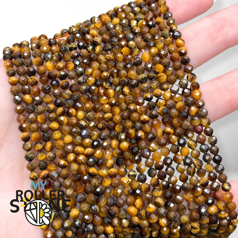 Facettierte Tigerauge-Perle 3A