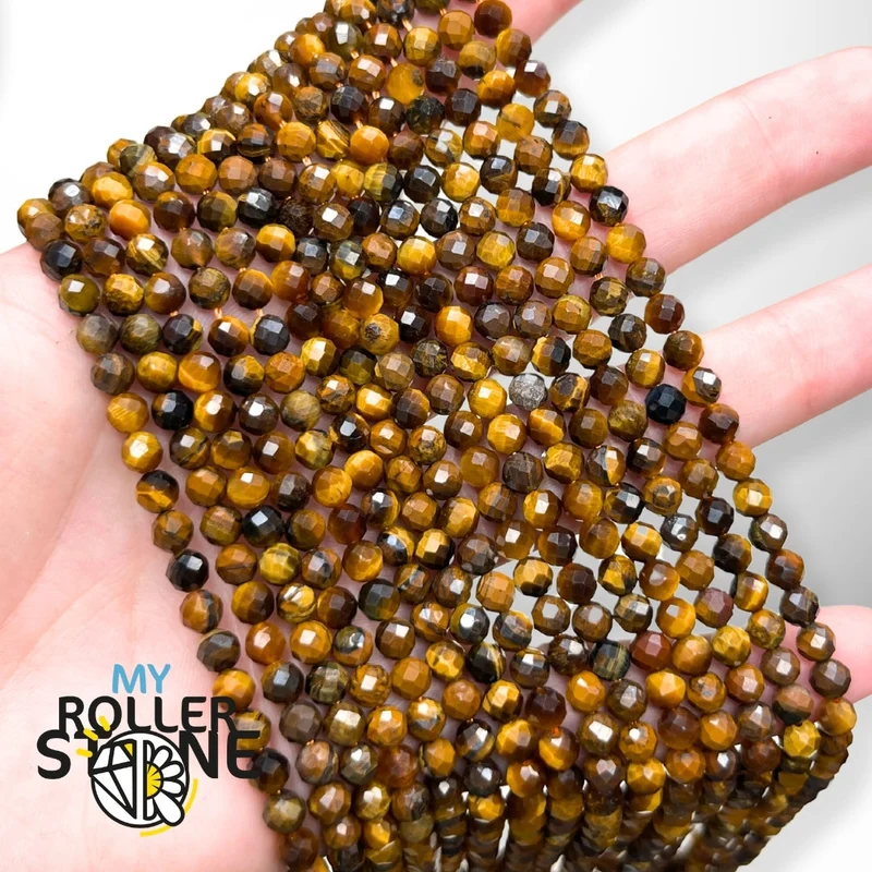 Facettierte Tigerauge-Perle 3A