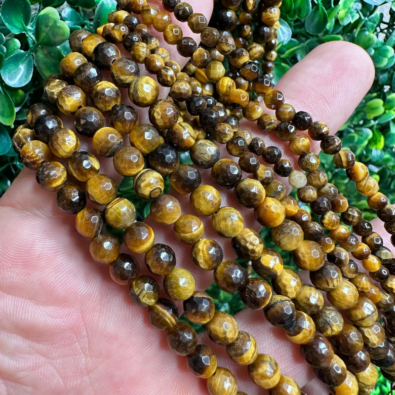 Facettierte Tigerauge-Perle 3A
