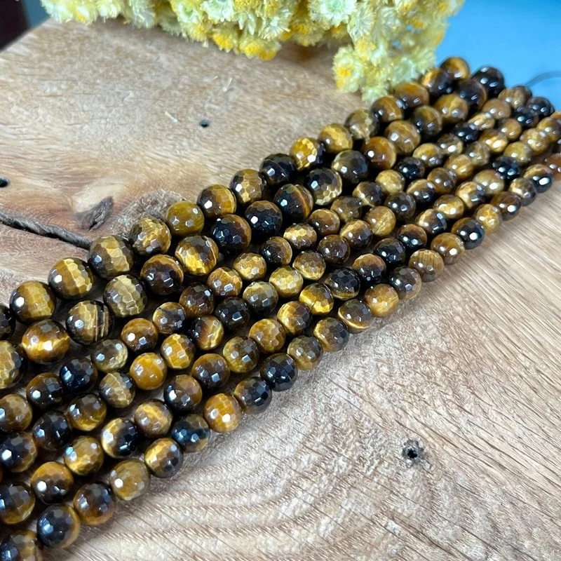 Facettierte Tigerauge-Perle 3A