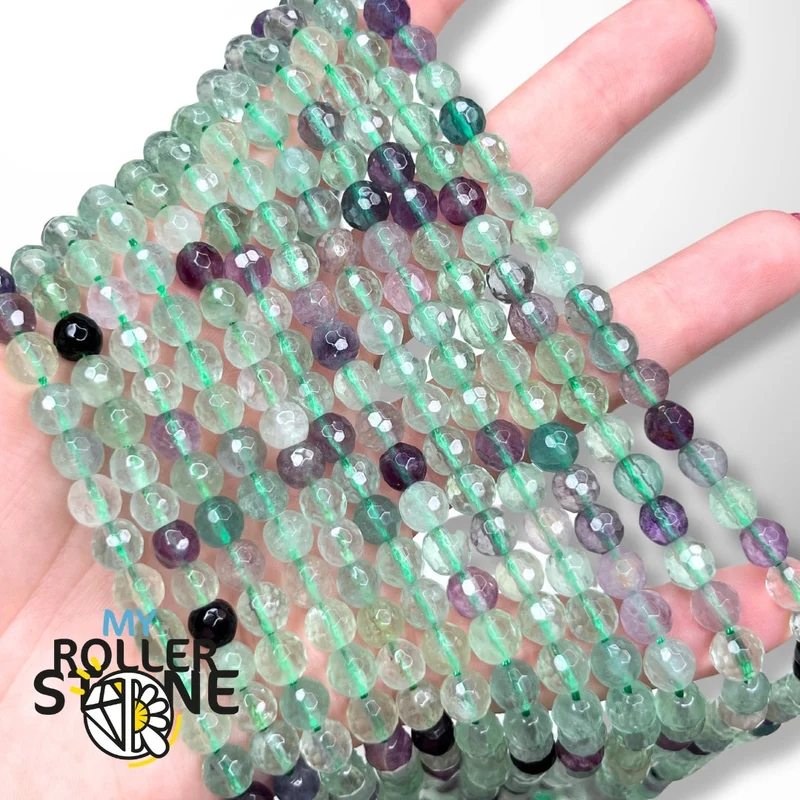 1A facettierte Regenbogen-Fluoritperle (4-6-8 MM)