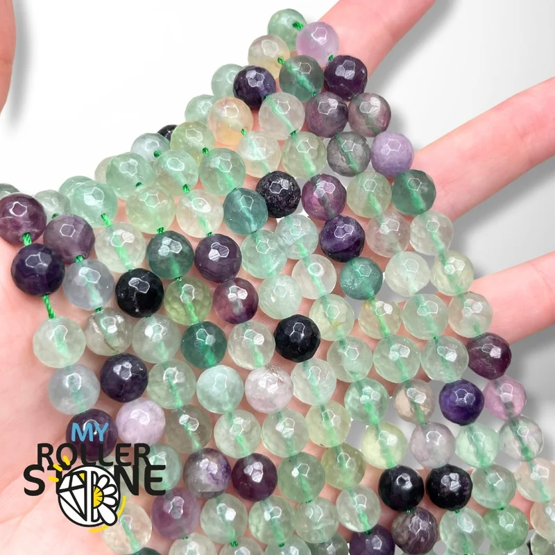 1A facettierte Regenbogen-Fluoritperle (4-6-8 MM)