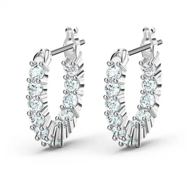 Matrix Vittore Hoop Earrings with White Crystal in Rhodium Silver