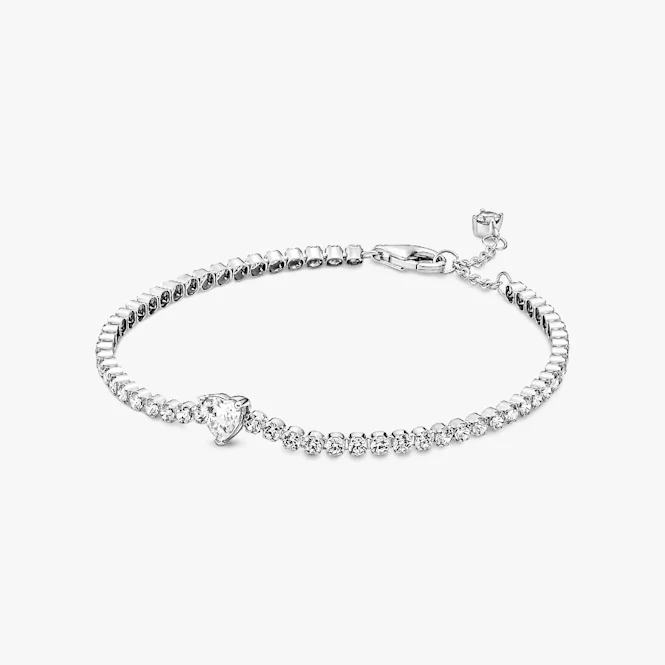 Sparkling Heart Tennis Bracelet, 18cm