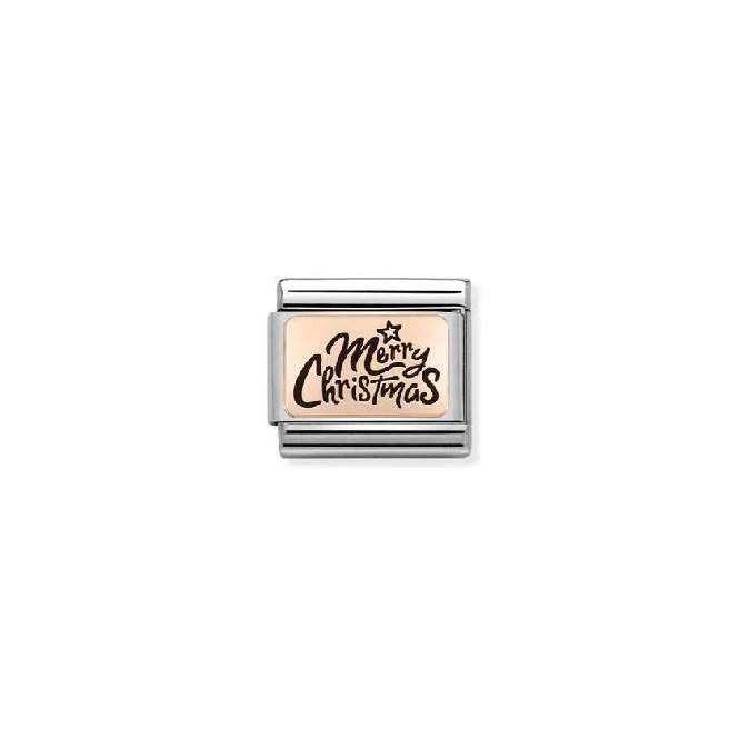 Classic Rose Gold Merry Christmas Italics Christmas Charms