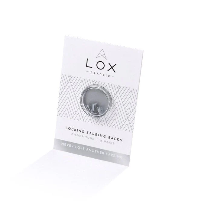 Lox Silver Tone Secure Earring Backs - 2 pairs