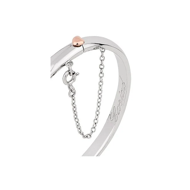 Cariad Silver Bangle with Safety Chain