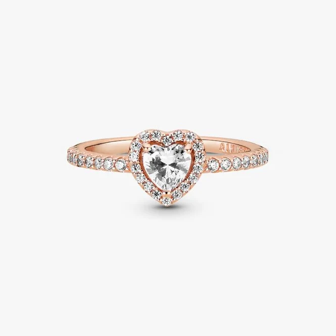 Rose Sparkling Elevated Heart Ring, Size 48