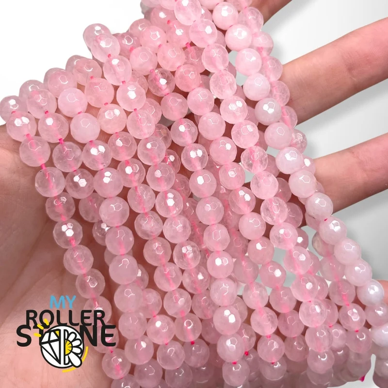 Facettierte Rosenquarzperle 4MM - 6MM - 8MM