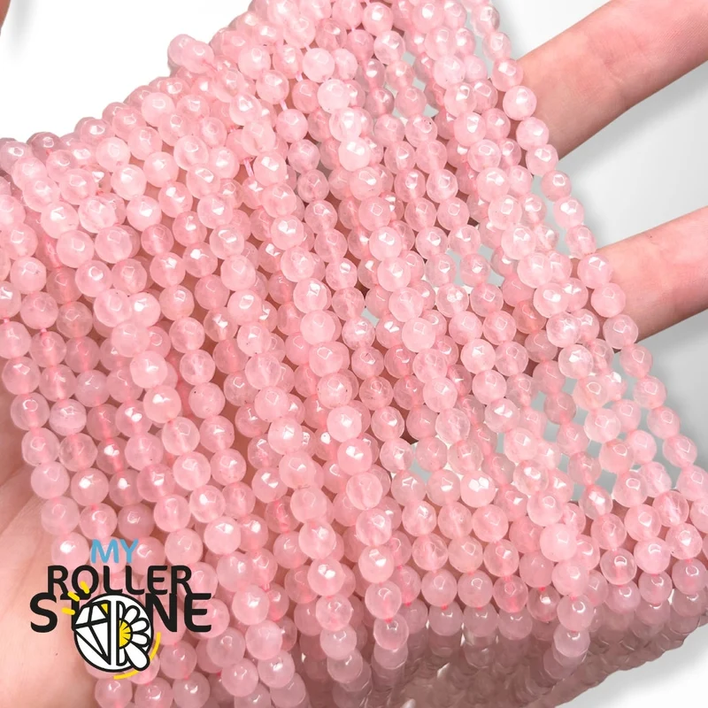 Facettierte Rosenquarzperle 4MM - 6MM - 8MM