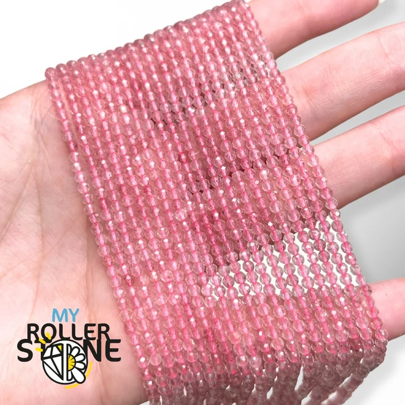 3A Erdbeerquarz facettierte Perle (2MM-3MM)