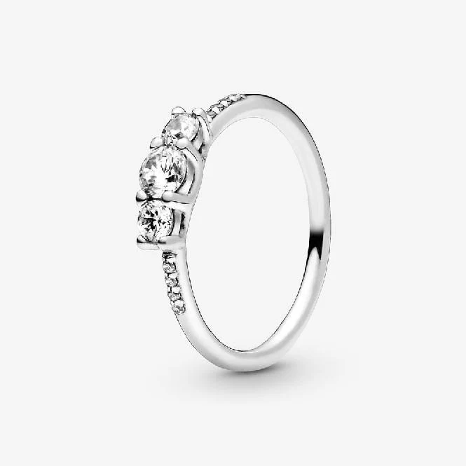 Clear Three-Stone Ring, Size 50
