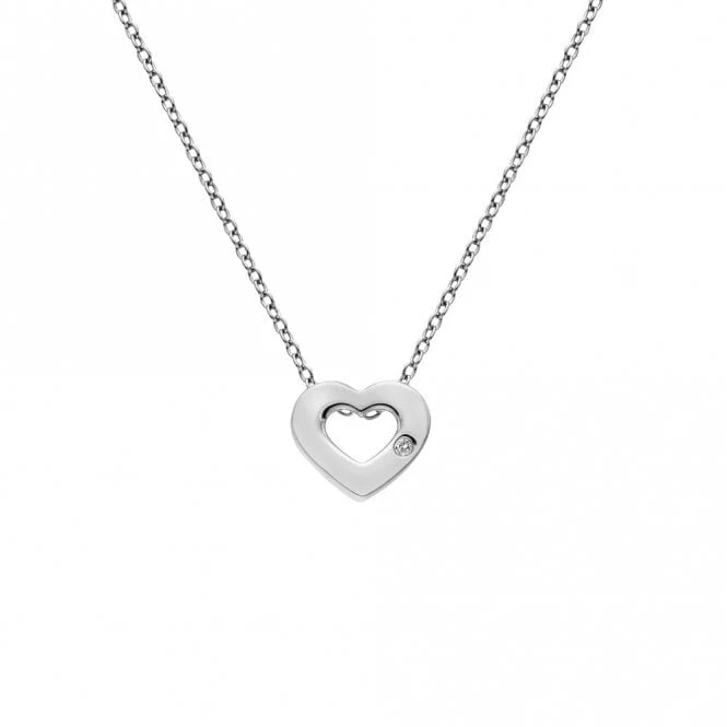 Silver Diamond Amulet Heart Pendant