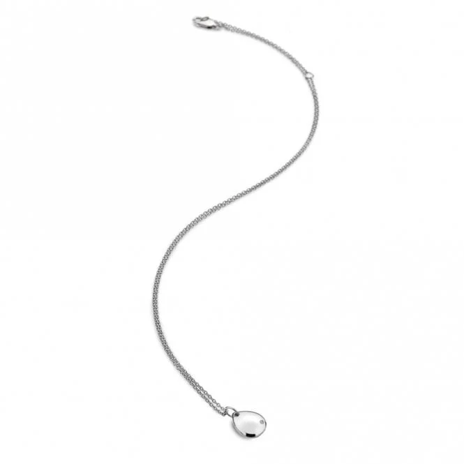 Silver Thoughtful Teardrop Pendant Necklace