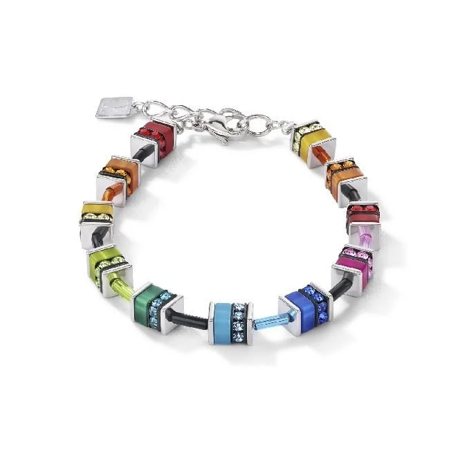 GeoCUBE Bracelet in Silver with Polaris & Rhinestone Multicolours