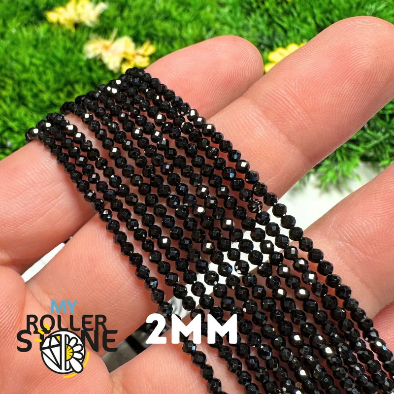 Schwarze Spinell-Facettenperle 2MM-3MM-4MM-8MM