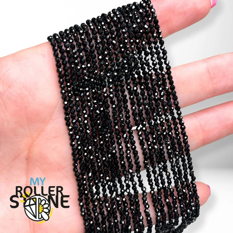 Schwarze Spinell-Facettenperle 2MM-3MM-4MM-8MM