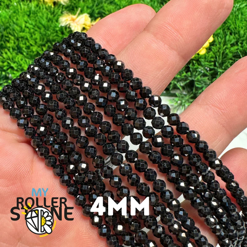 Schwarze Spinell-Facettenperle 2MM-3MM-4MM-8MM