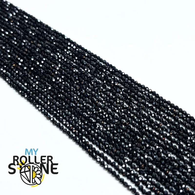 Schwarze Spinell-Facettenperle 2MM-3MM-4MM-8MM
