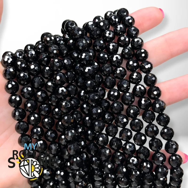 Schwarze Spinell-Facettenperle 2MM-3MM-4MM-8MM