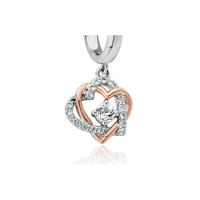 Forever Yours Silver Heart Drop Earrings with Topaz