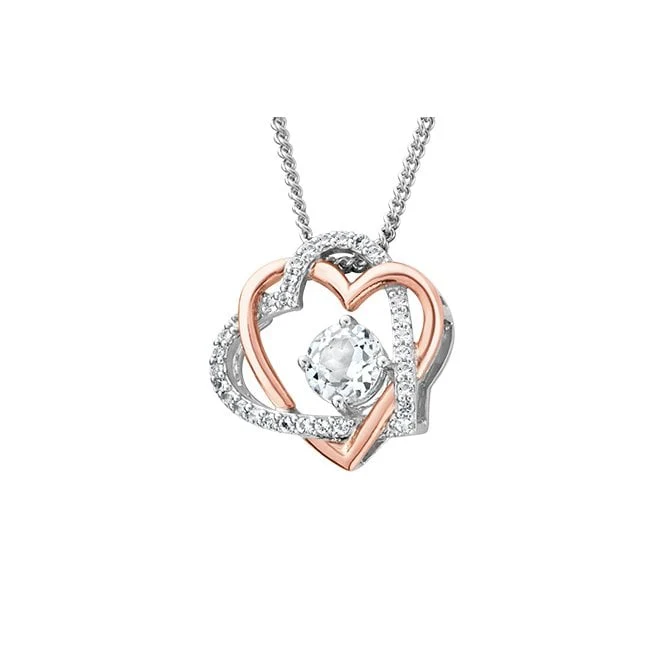 Forever Yours Silver Heart Pendant with Topaz