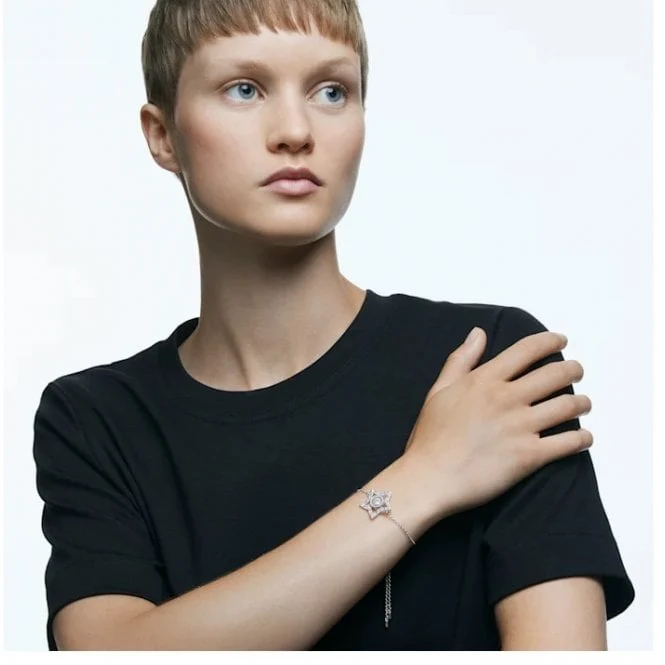 Stella Star Bracelet with White Crystal in Rhodium Silver