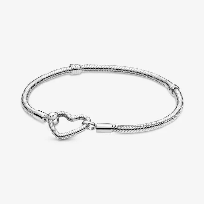 Moments Heart Closure Snake Chain Bracelet, 20cm